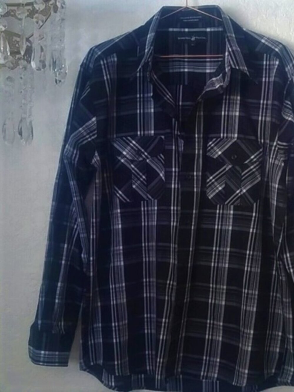Beverly Hills Polo Club SZ XL Black Plaid Casual Button Down Shirt